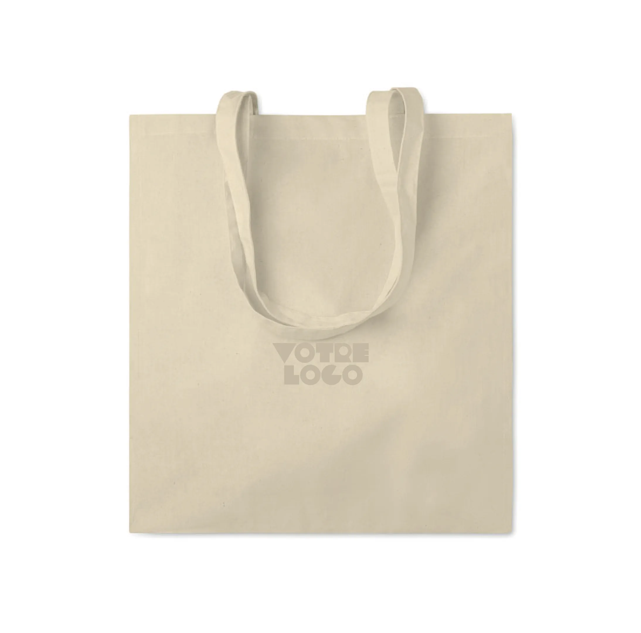 Sac shopping en coton naturel avec anses longues et soufflets 140gr/m² personnalisable