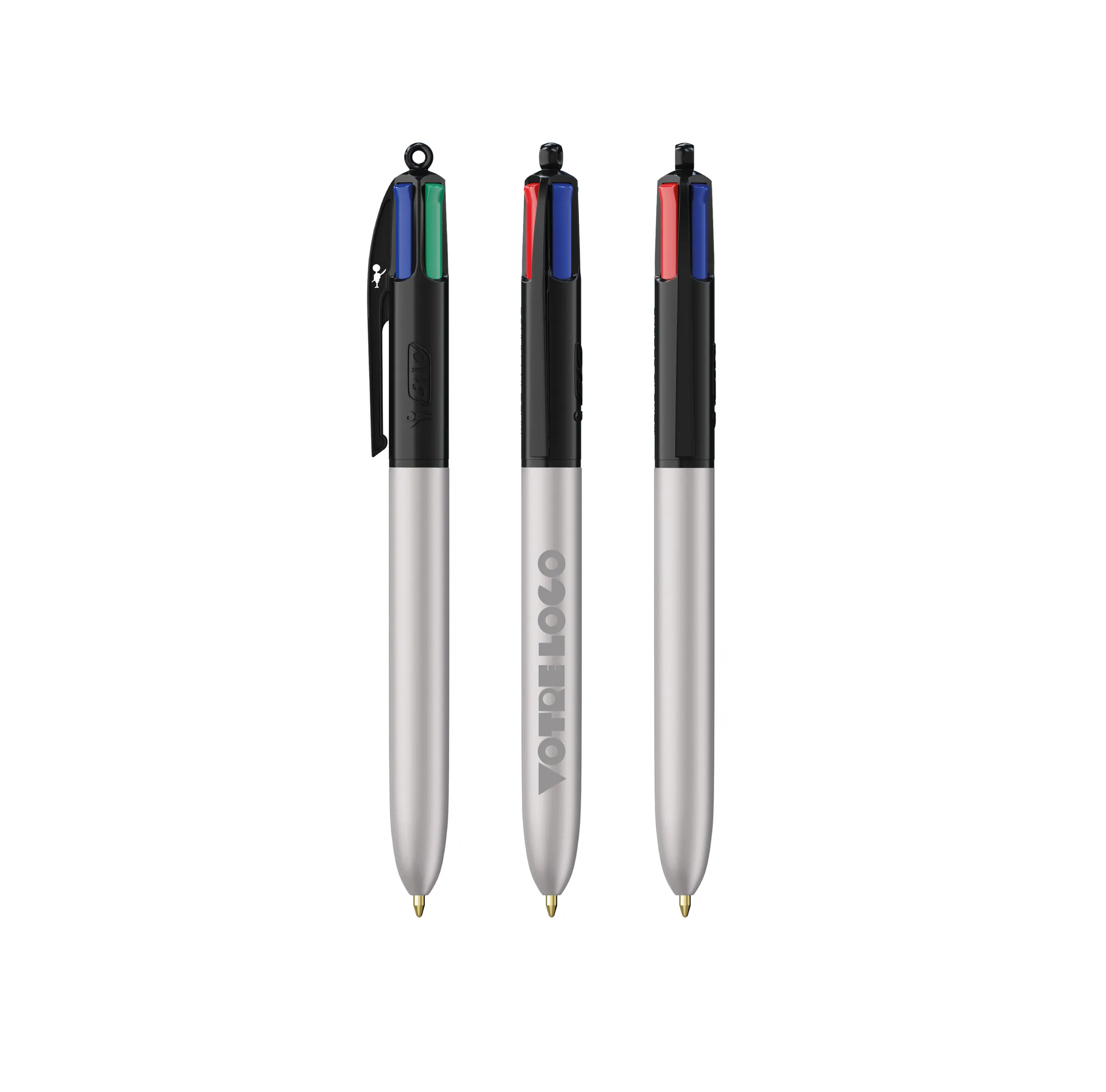 stylo-bic-4-couleurs-glace-noir-argente-personnalisable BIC® 4 Couleurs® Glacé personnalisable