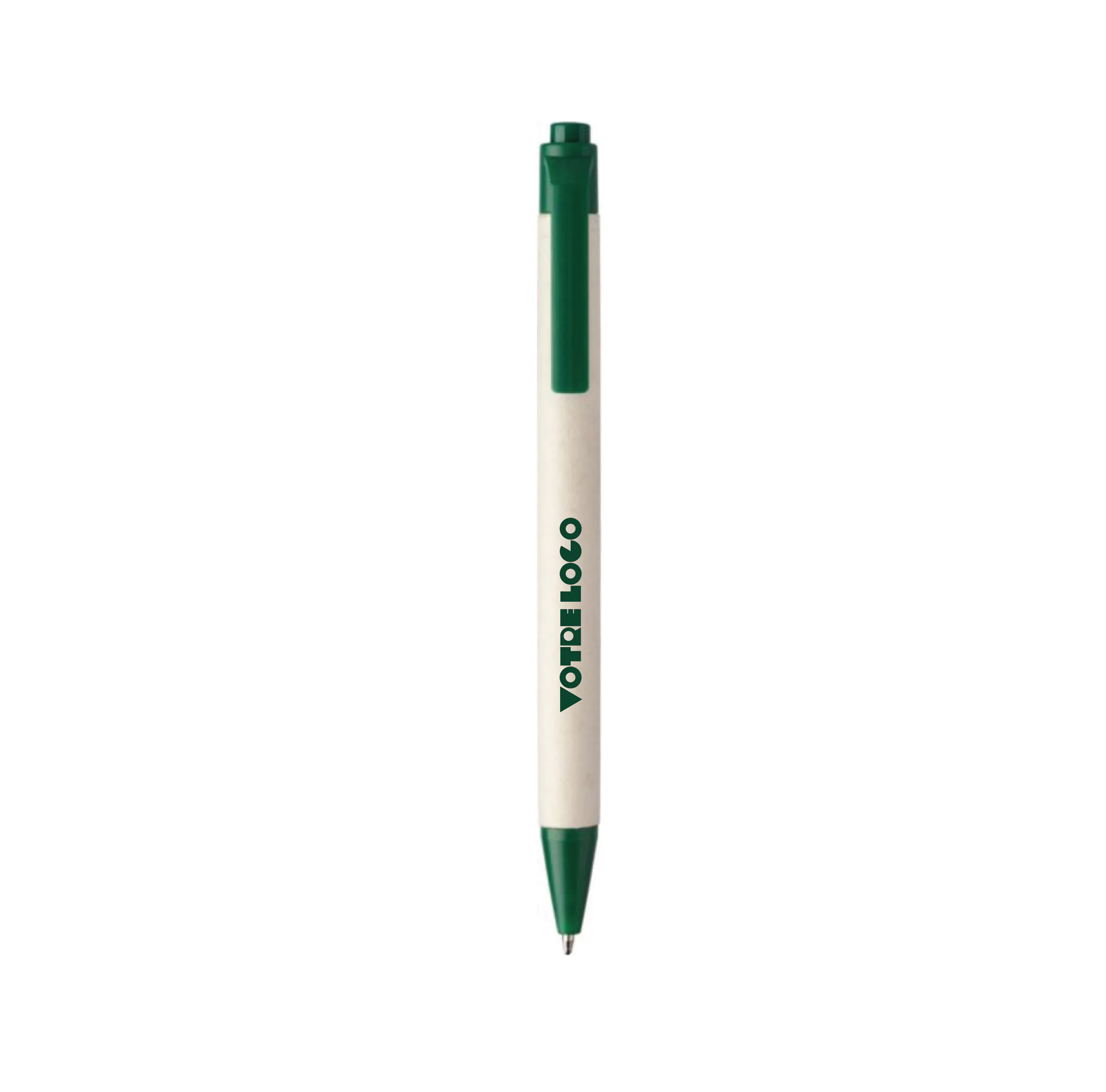 stylo-bille-recycle-vert-personnalisable Stylo bille en brique de lait recyclée personnalisable
