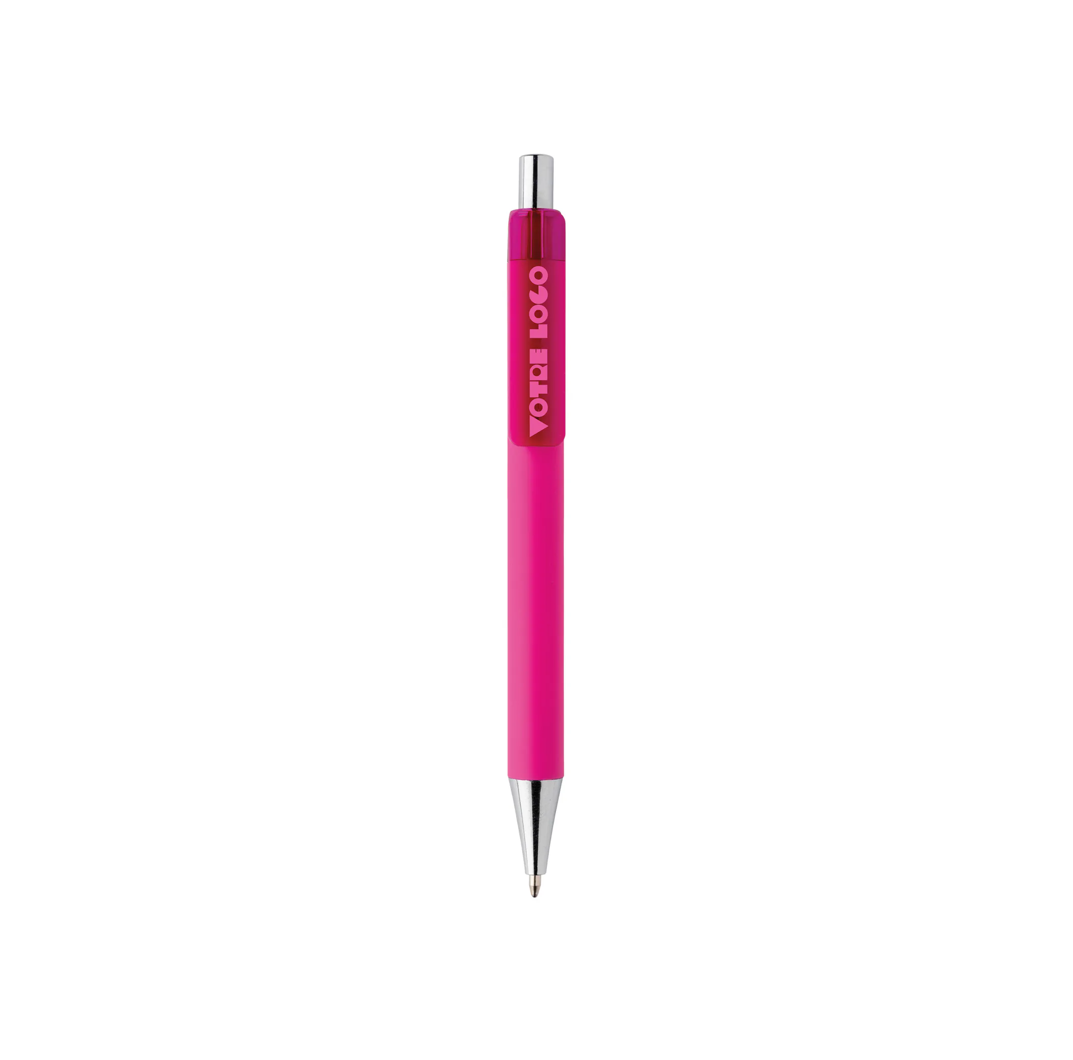stylo-rose-finition-gomme-abs-recycle-personnalisable Stylo finition gomme en ABS recyclé RCS personnalisable