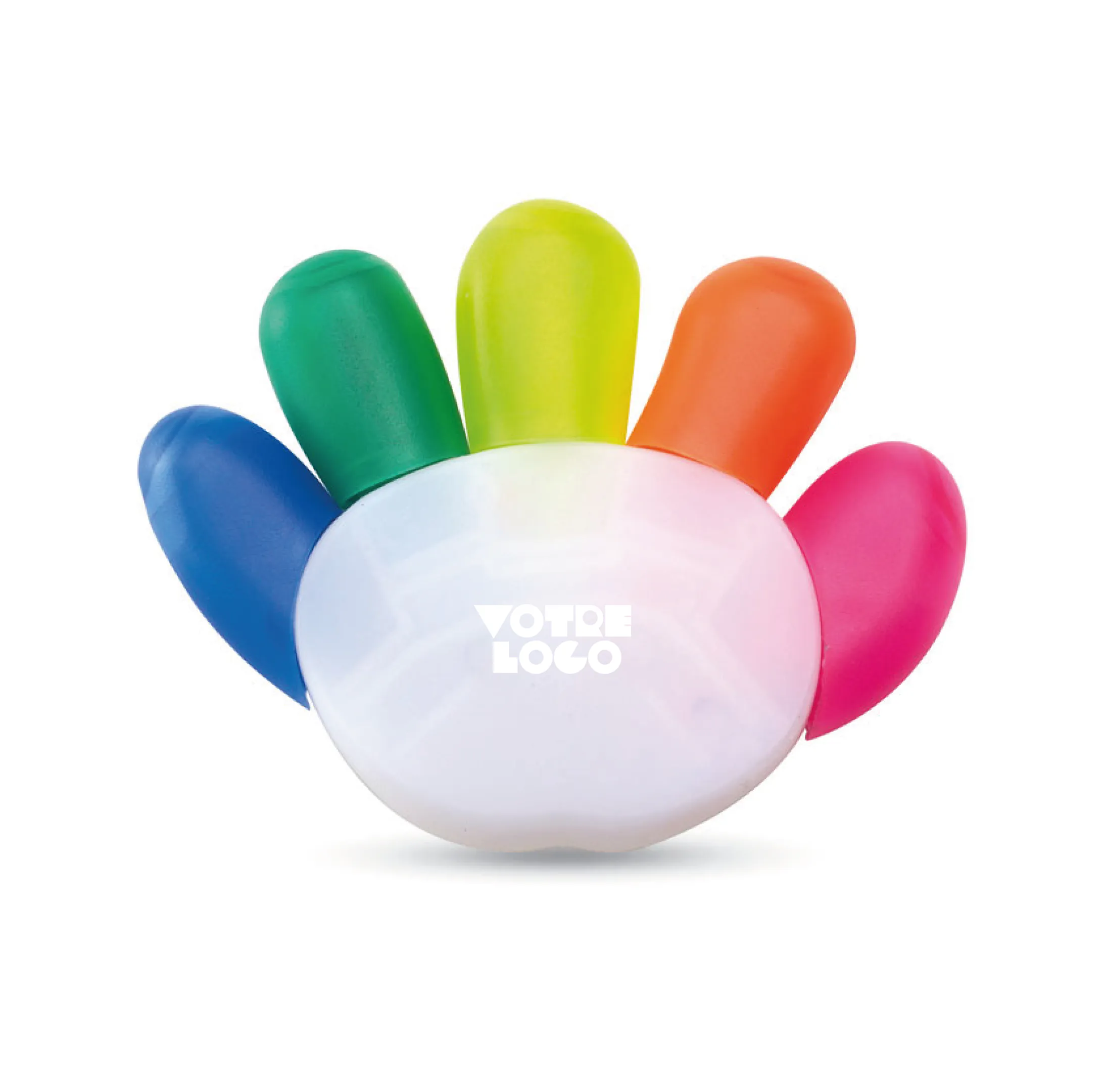 Surligneur 5 couleurs en forme de main personnalisable