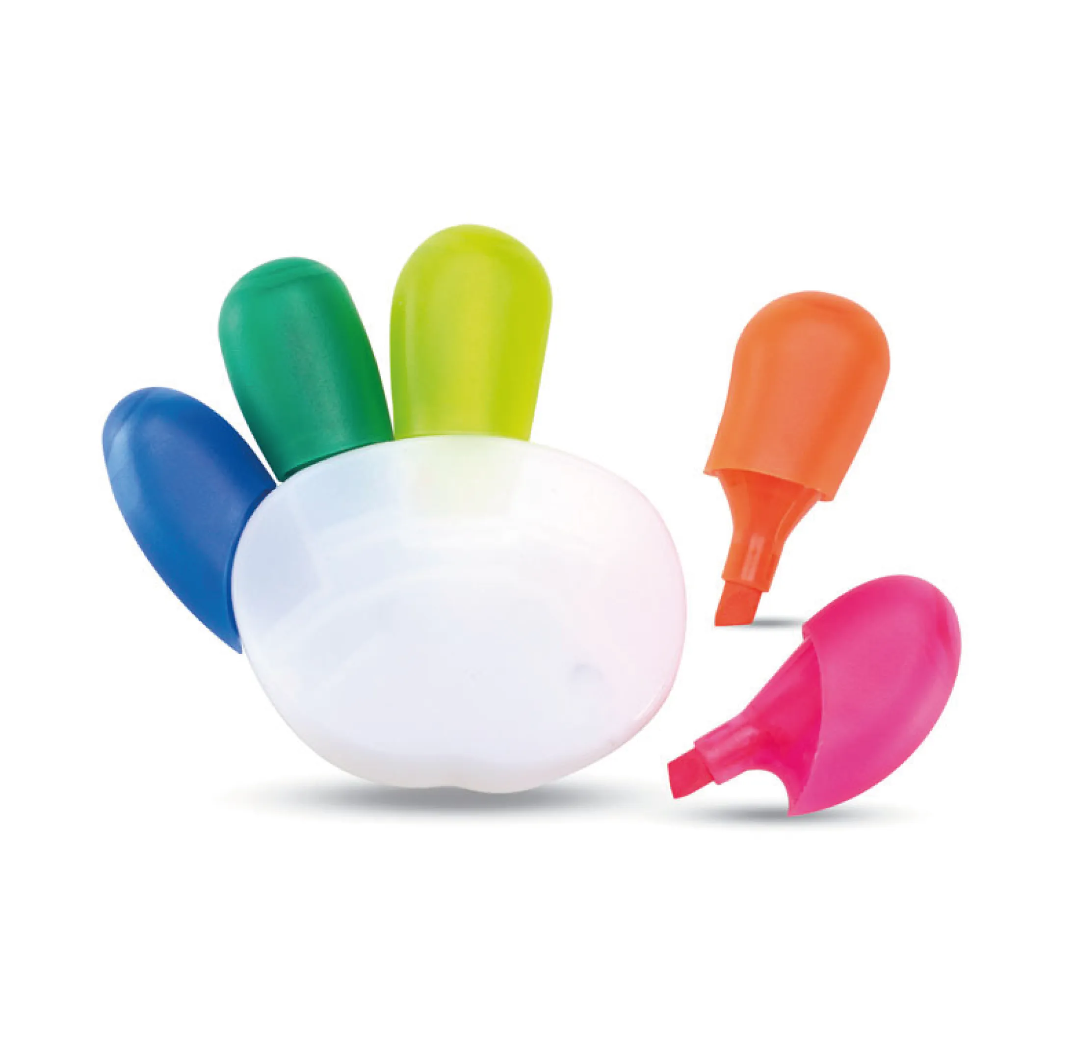 Surligneur 5 couleurs en forme de main personnalisable
