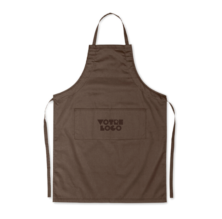 tablier-ajustable-poches-coton-personnalisable-chocolat Tablier de cuisine ajustable 190 gr/m2 personnalisable