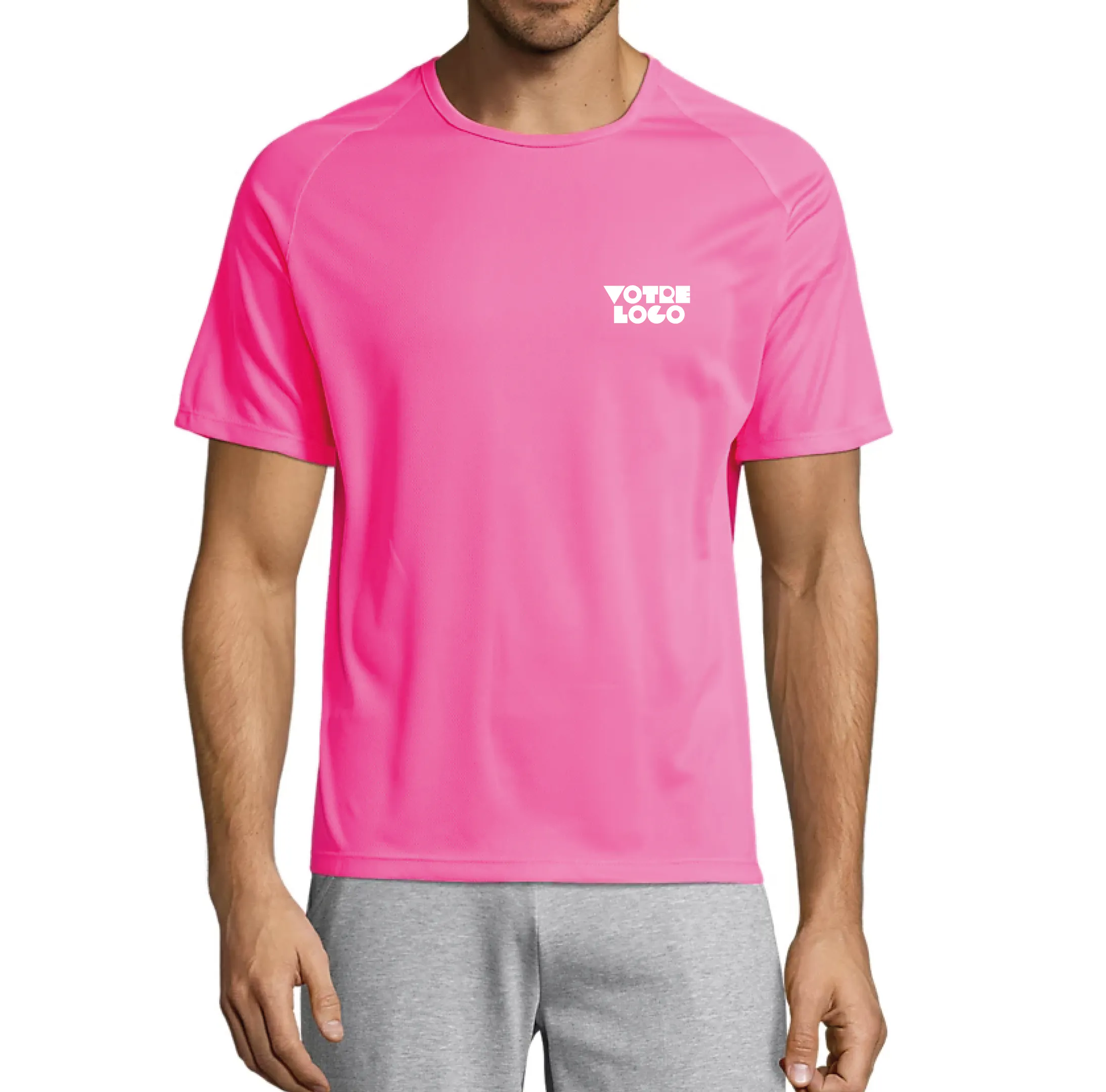 tee-shirt-mixte-sport-polyester-rose-express-personnalisable.webp T-Shirt de sport unisexe 140gr personnalisable express