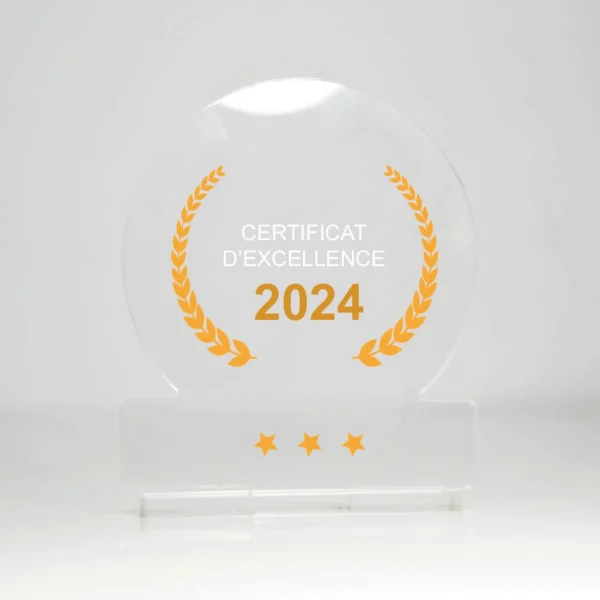 Trophée en plexiglas rond Made in France personnalisable express
