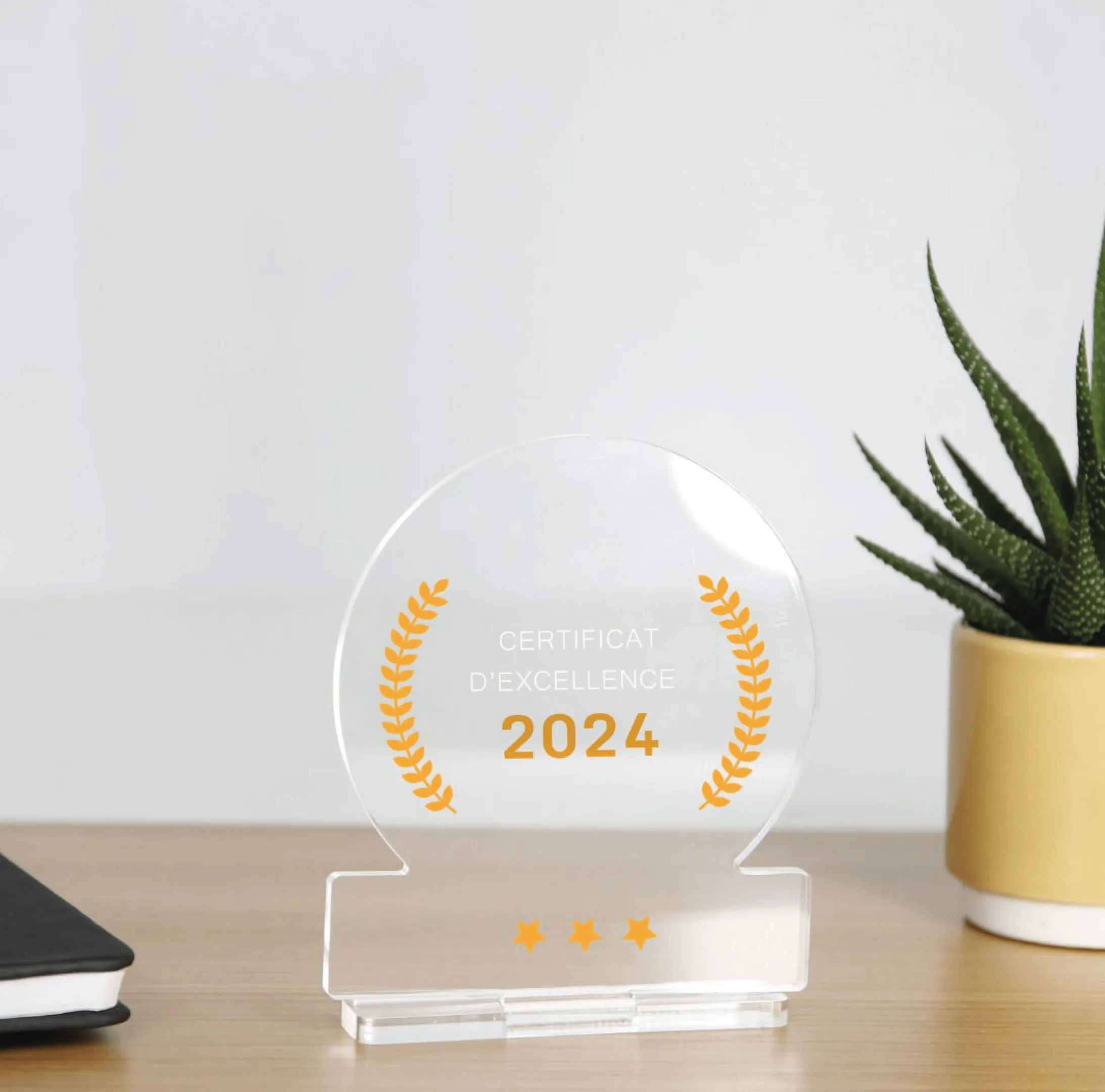 Trophée en plexiglas rond Made in France personnalisable express