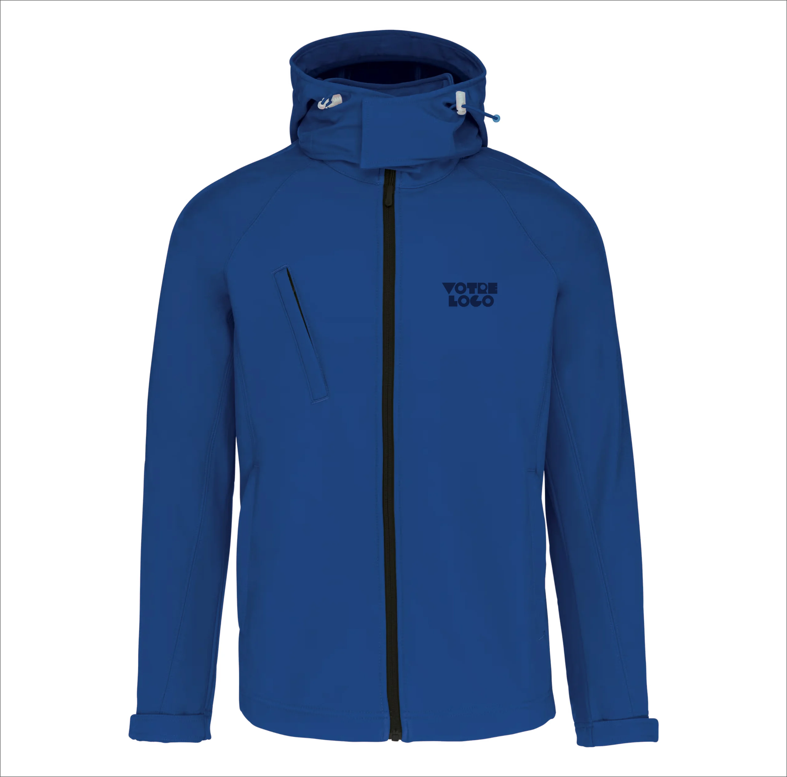 veste-softshell-capuche-amovible-homme-personnalisable-bleu Veste softshell à capuche amovible homme 340 g/m² personnalisable