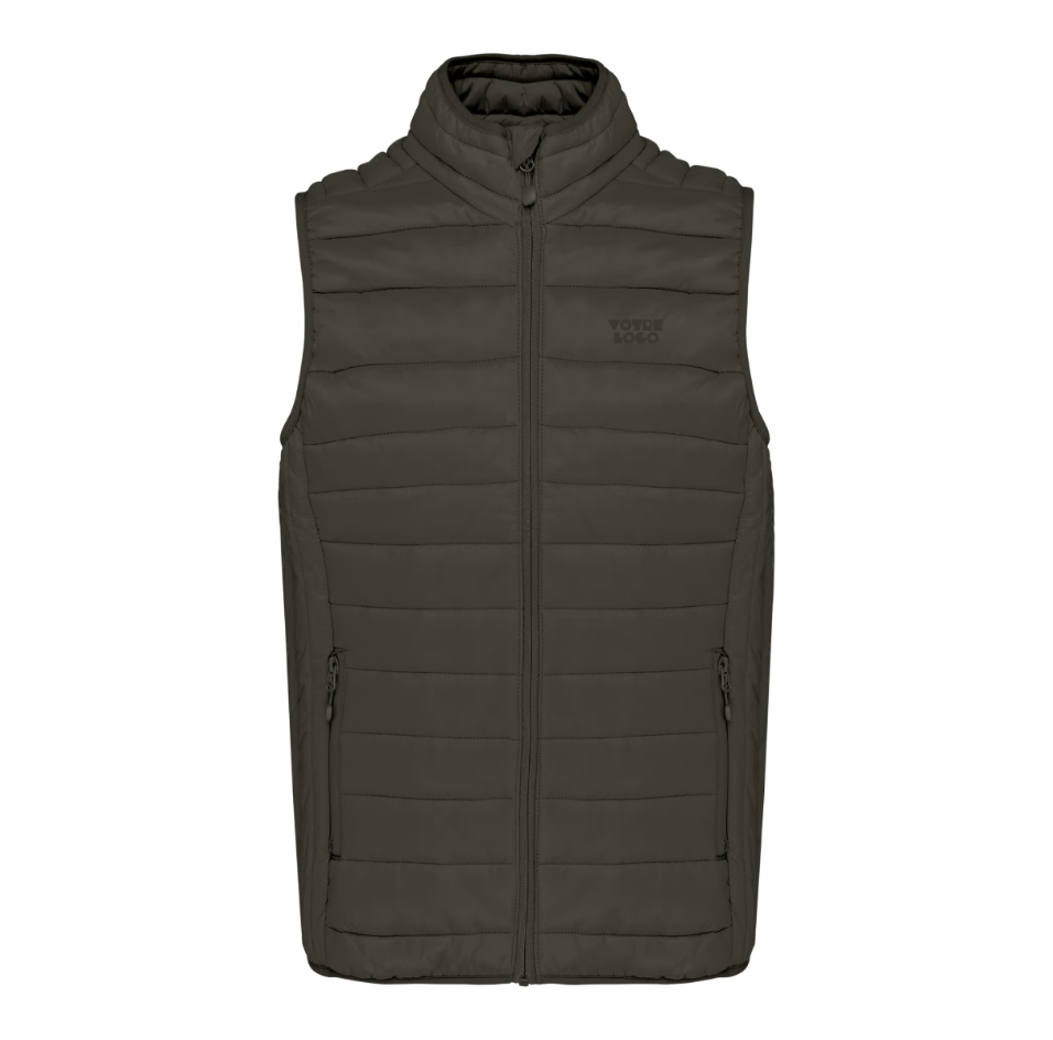 doudoune-légère-sans-manche-homme-personnalisable-dark-kaki Doudoune sans manches légère homme personnalisable