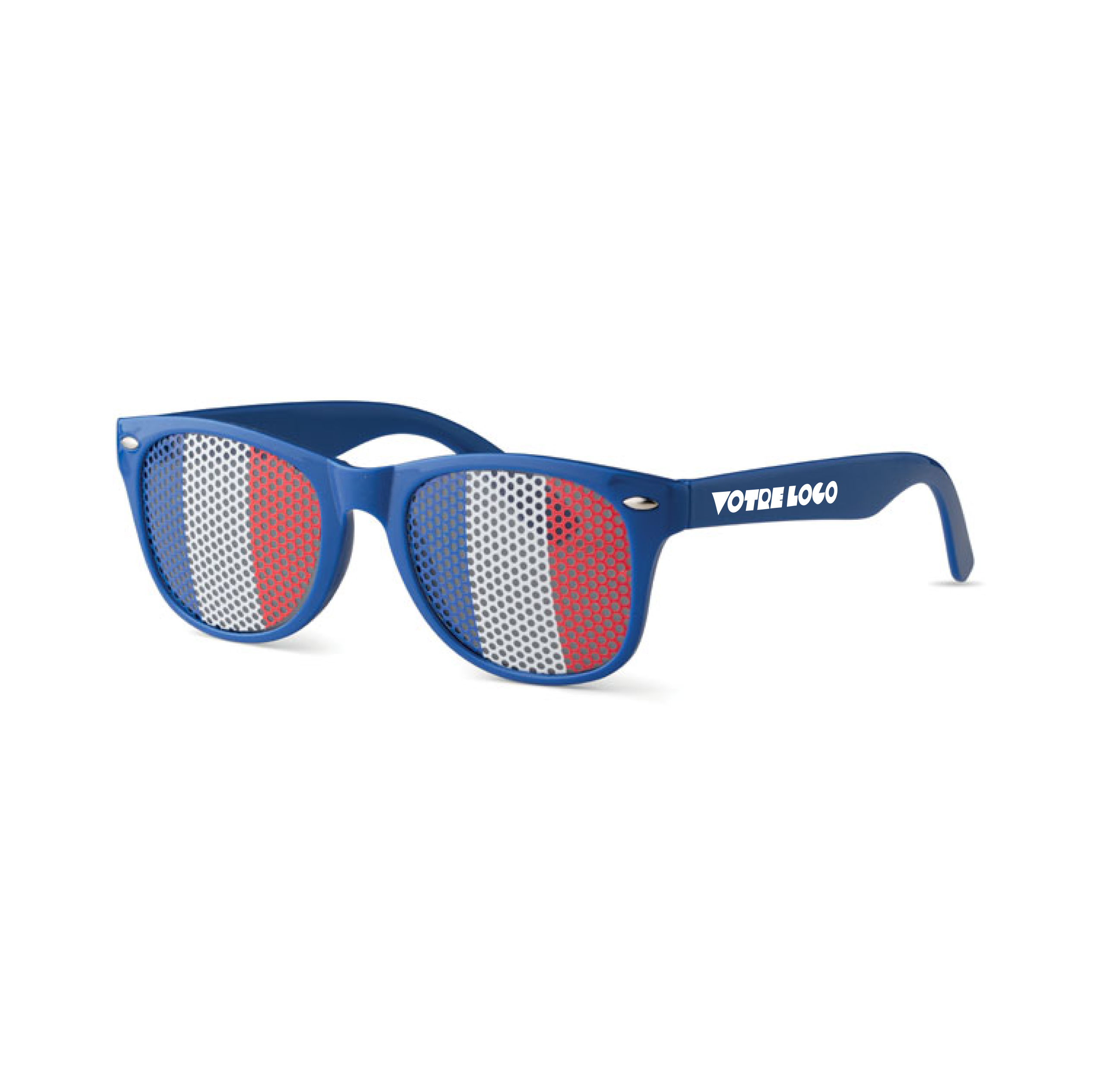 Lunettes personnalisables avec logo bleu blanc rouge