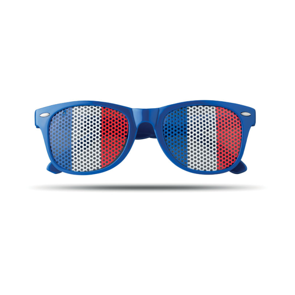 Lunettes personnalisables avec logo bleu blanc rouge