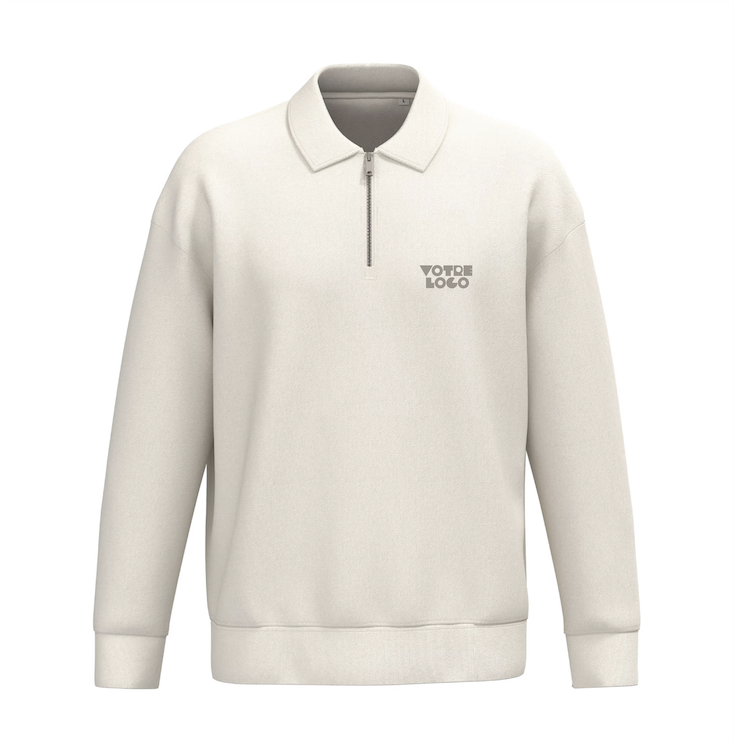 Sweat-col-polo-unisexe-ivoire-personnalisable Sweat col polo unisexe