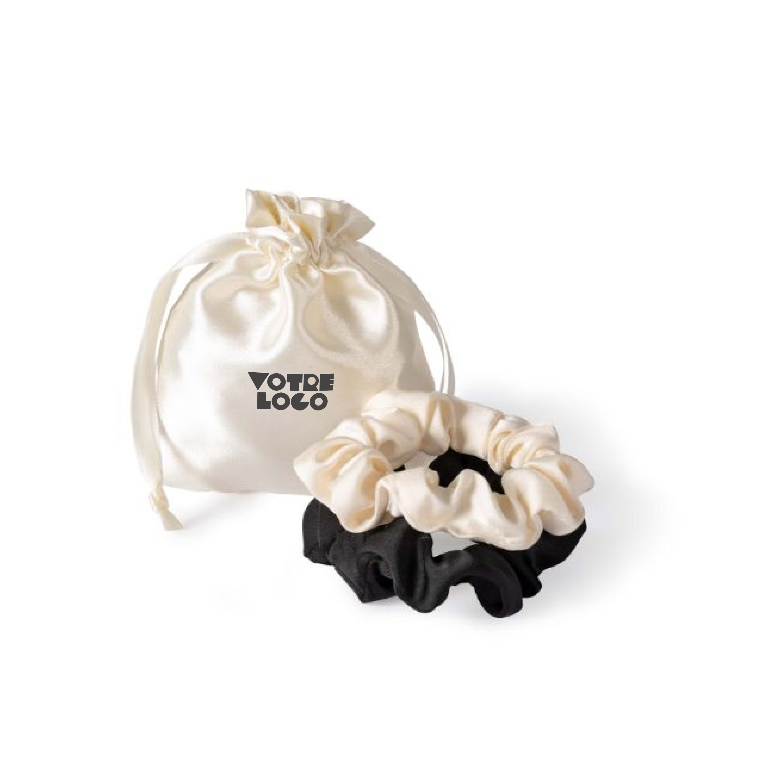 POCHON-AVEC-CHOUCHOU-PERSONNALISABLES Lot de 2 chouchous personnalisables