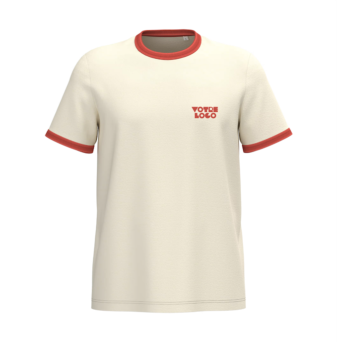 T-shirt-homme-ecoresponsable-paprika-ivory-bord-contraste-effet-delave-personnalisable T-shirt vintage homme personnalisable