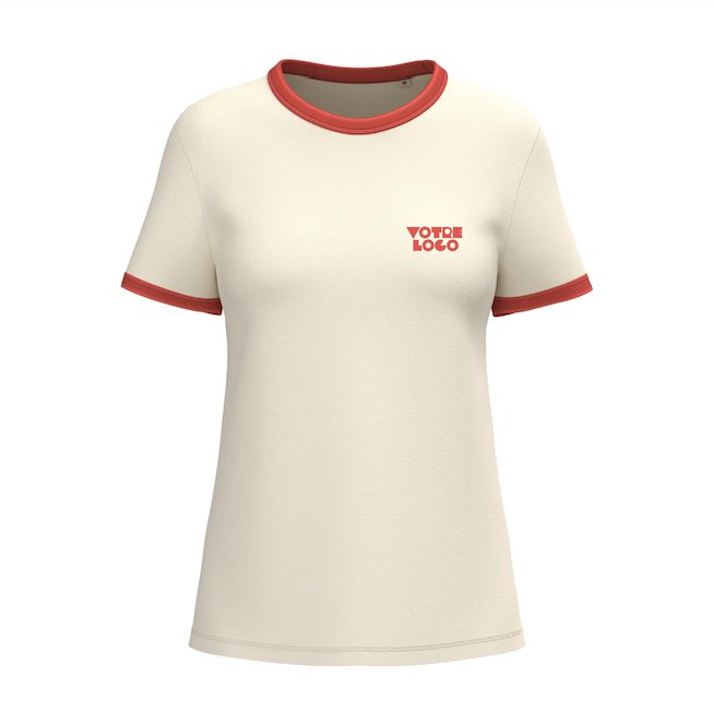 Tee-shirt-ecoresponsable-delave-ivory-paprika-femme-personnalisable T-shirt vintage femme personnalisable