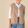 Veste-sans-manches-beige-effet-sherpa-personnalisable Veste sans manches sherpa beige personnalisable