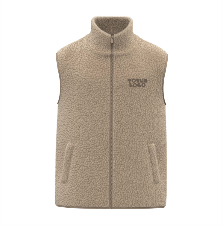 Veste-sans-manches-beige-sherpa-homme-personnalisable Veste sans manches sherpa homme