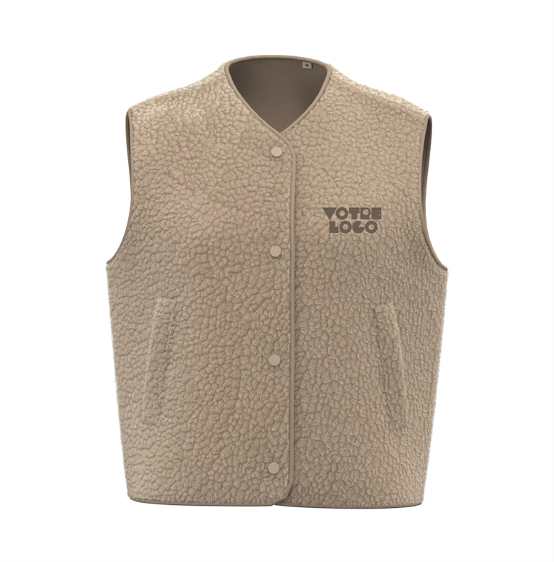 Veste-sans-manches-sherpa-beige-personnalisable Veste sans manches sherpa beige personnalisable