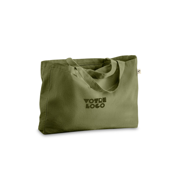 Grand tote bag kaki personnalisable avec logo