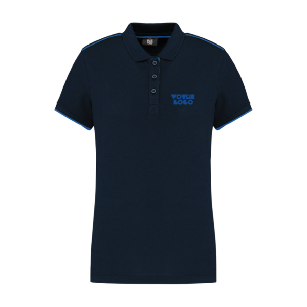 Polo contrasté manches courtes femme personnalisable